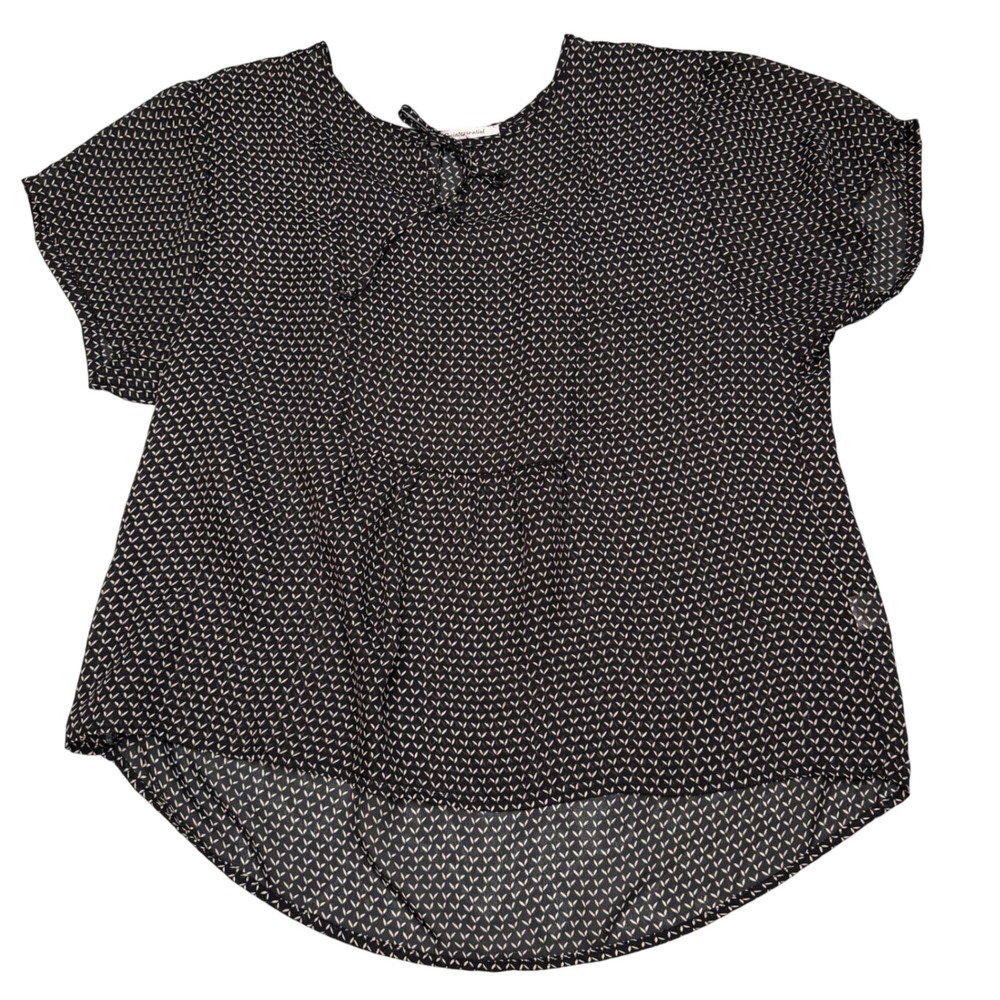 Quintessential Blouse Black +‎ White Short Sleeve Officecore Women's Size XL